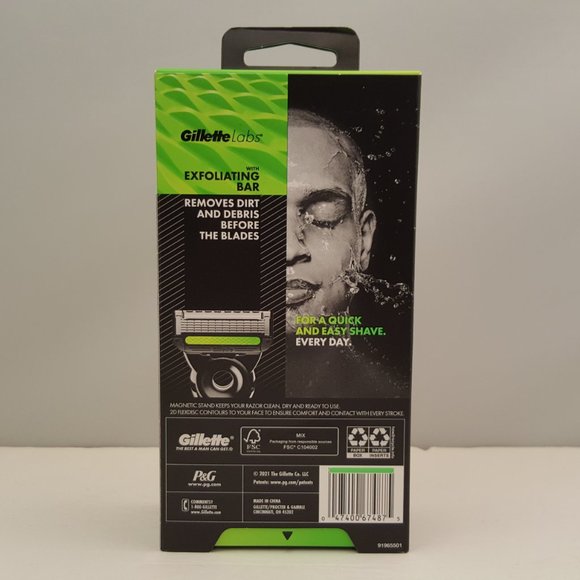 NEW Gillette GilletteLabs Mens Razor w/ Exfoliating Bar 1 Refill - Picture 3 of 7